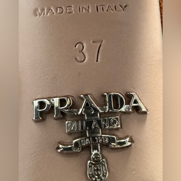 Prada Suede Tobacco chunky heel sandal silver buckle size 37 EUR - Picture 4 of 4